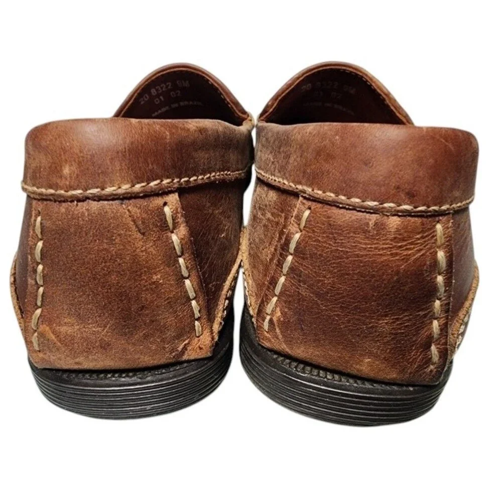 Johnston & Murphy Woven Leather Loafers Size 9 Hand Stitched Construction